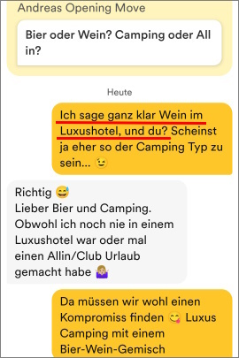 Mann antwortet auf Einstiegsfrage bei Bumble