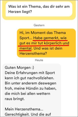 Tiefgründige erste Nachricht im Bumble-Chat