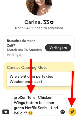 Textfeld bei Bumble für die Eingabe von Nachrichten