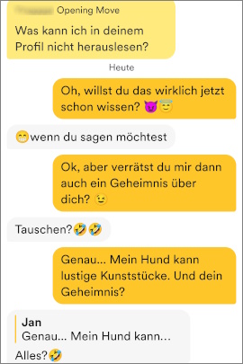 Interessanter Chatverlauf bei Bumble