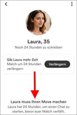 Match mit einer Frau, die keinen Opening Move in ihrem Bumble-Profil hat