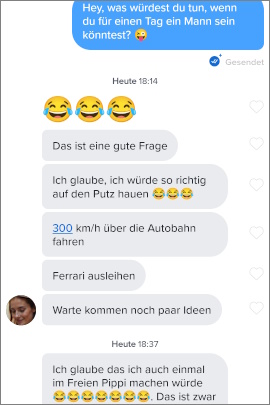 Humorvoller Chatverlauf bei Tinder