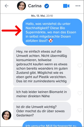 Humorvoller Gesprächsanfang im Tinder-Chat