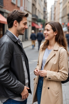 Singles flirten miteinander auf der Straße