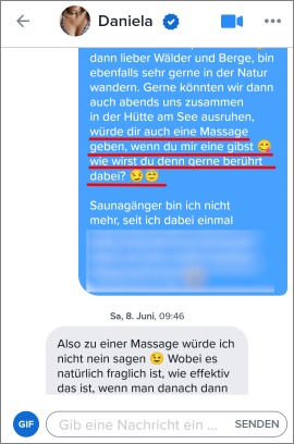 Mann schickt bei Tinder eine Nachricht mit leicht erotischem Inhalt