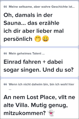 Lustige Profiltexte bei Tinder mit Satzanfängen