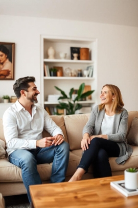 Mann bringt Frau zum lachen, weil er weiß, dass Frauen dies brauchen