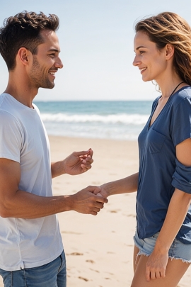 Mann stellt sich Frau vor, um mit ihr zu flirten