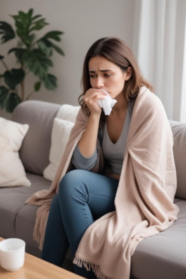 Single-Frau sitzt auf der Couch und weint vor Liebeskummer